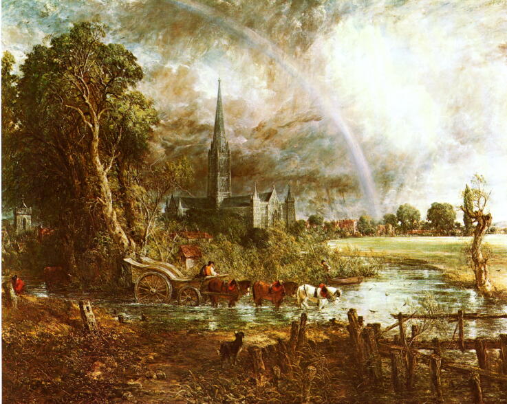 コンスタブル「牧草地から見たソールズベリー大聖堂」の詳細