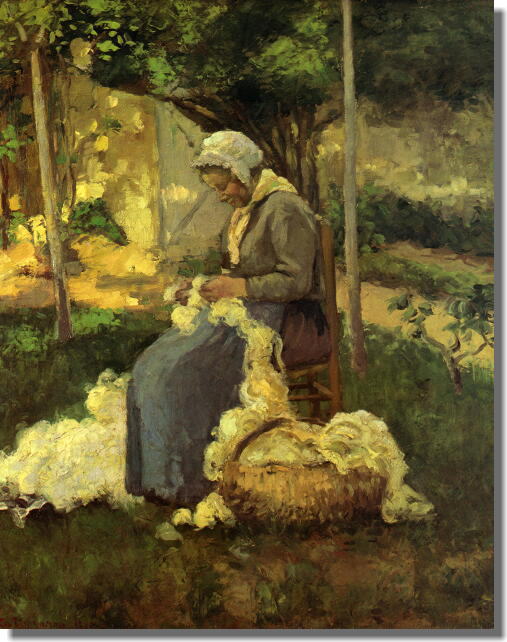 ピサロ　羊毛を紡ぐ農婦